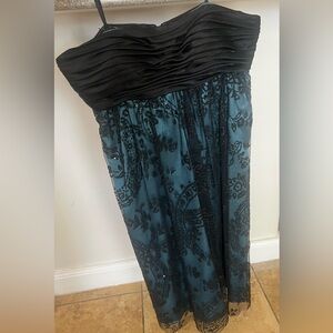 Adrianna Papell Black and Blue Strapless Cocktail Dress
